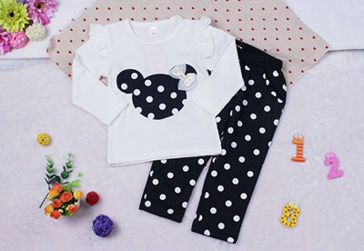 Cute Baby Girl Clothing Cotton Long Sleeve Tops+Pants 2Pcs Sets Infant Cartoon Mouse Suits Newborn Outfit Baby Costume