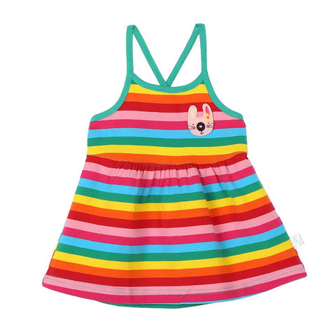 Summer Newborns Rainbow Striped Dress Baby Girls Sleeveless Princess Dress 0-18M