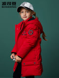 BOSIDENG children's wear boys' children's mid-length hooded warm down jacket T90141010