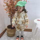 BV5262 Children's suit winter plus velvet thick lamb wool two-piece western style hooded sweater