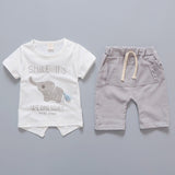 Baby Boy Clothes 2018 Summer Brand Infant Clothing Elephant Short Sleeved T-shirts Tops Striped Pants Kids Bebes Jogging Suits
