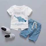 Baby Boy Clothes 2018 Summer Brand Infant Clothing Elephant Short Sleeved T-shirts Tops Striped Pants Kids Bebes Jogging Suits