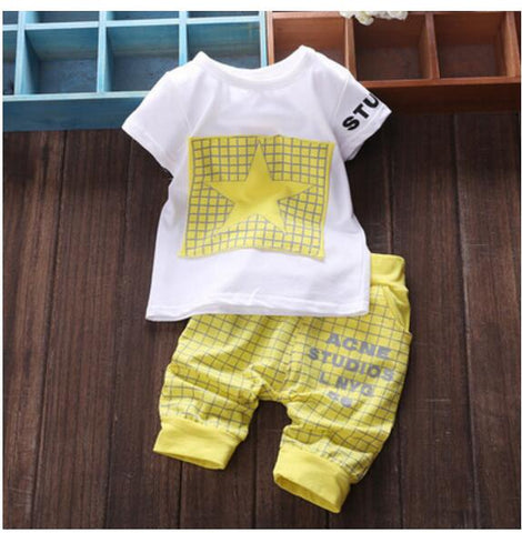Baby Boy Clothes Summer Newborn baby girl clothes Set Cotton Casual Short Sleeve T-shirt+Cross Pants 2pcs Infant Clothes Set