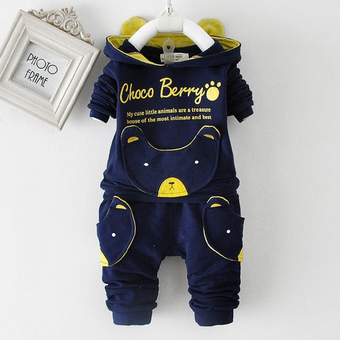 Baby Boy Clothing Sets 2016 New Spring Autumn Long Sleeve tops + pants suits for children clothes cute animal design hooded set