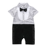 Baby Boy Clothing Toddlers Clothes Infant Summer Short Sleeve Romper Gentleman Design Bowtie Turn-down Collar One-piece Suit New