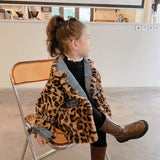 Baby Boy Girl Winter Jean Leopard Fur Reversible Jacket Thick Infant Toddler Child Coat Snow Suit Warm Baby Clothes 1-10Y