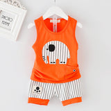Baby Boy Summer Clothes 2018 Korean Cute Striped Elephant Sleeveless Vest + Shorts 2PCS Infant Clothing Kids Bebes Jogging Suits