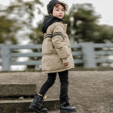 Baby Boys Girl Hooded Zipper Black Jacket Winter   Three-layer Thick Kids Boy Winter Plus Velvet Coat Cotton Outfits Clothe