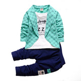 Baby Boys Girls Cotton Clothes Plaid Suits Spring Autumn Toddler Sets Children T-shirt Pants 2Pcs/Sets kids Tracksuits For 1-5 Y