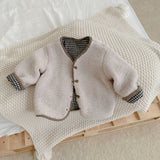 Baby Boys Girls Solid Colour Warm Cotton Clothes Kids Long Sleeve Positive And Negative Wear Casual Thickening Jacket