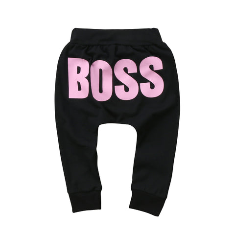 Baby Boys Girls Pants 2018 Hot Letter BOSS Pants Cotton Baby Girls Harem Pants For Baby Casual Trousers Boy Girl Clothes
