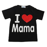 Baby Boys Girls T-Shirts I Love Mama & Papa Pattern Tops Summer Short Sleeve Tee Shirt