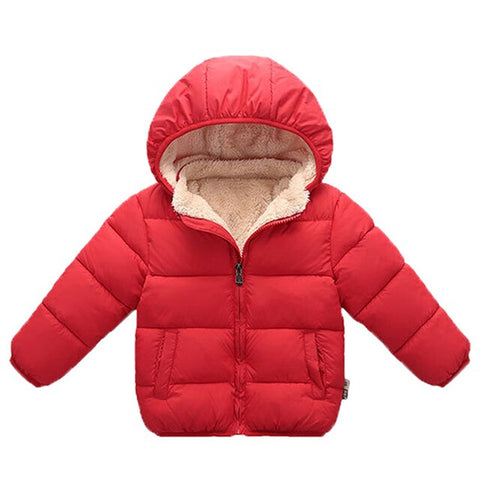 Baby Boys Girls Winter Coat 1-4Yrs Kids Padding Velvet Warm Jackets Removed Hooded Cotton Padded Outerwear Children Clothing