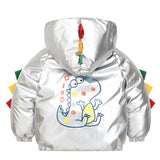 Baby Boys Hooded Cotton Coats for Kids Cartoon Jackets Boy Children Glossy Dinosaur Jacket Toddler Coat Girl Outerwear for 2-6 y