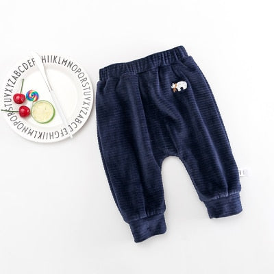 Baby Boys Winter Thicken Cashmere Warm Diaper Trousers Girls Long Pants Infants 1st Velveted Warm Legging Fills Pencil Pants