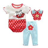 Baby Clothes Set 3PCS Baby Bodysuits + Pants + Bibs Baby Boy Clothes Cotton Rompers Newborn Infant Baby Girls Clothing Summer