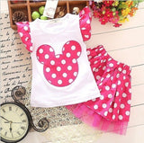 Baby Fashion 2018 Summer Minnie Cotton Casual Suit Print T-shirts Sleeved Kids Clothes Children Girls Childrens Clothing Sets.