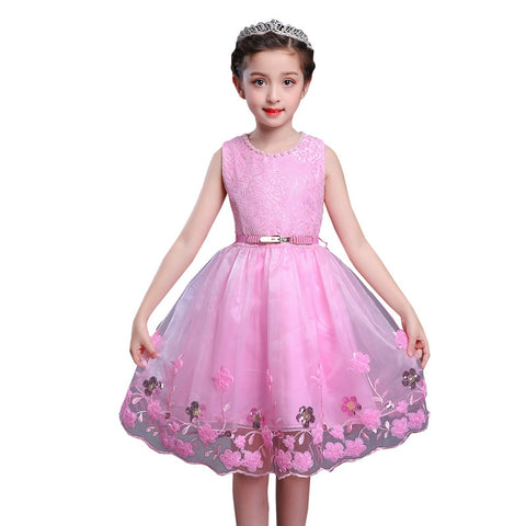 Baby Girl Clothes Flower Princess Dress Kids Red Wedding Party Dresses For Girls Children Clothing Teenager Prom Designs 4-14Y