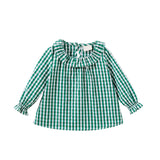 Baby Girl Clothes Shirt Cotton Plaid Doll Collar Sweet Children's Princess Shirt Girl Clothing Soft Long-Sleeved Shirt