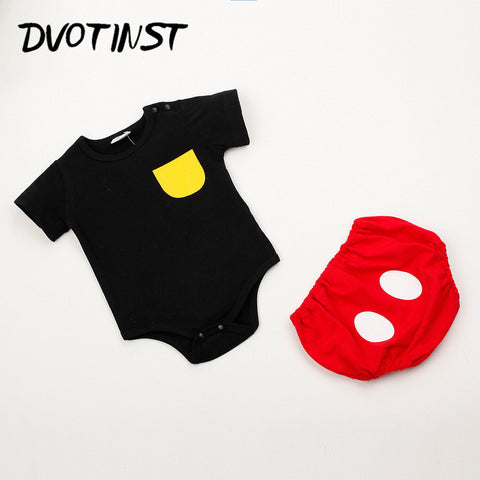 Baby Girl Clothes Summer Short Sleeves Mickey Bodysuit+Shorts 2pcs Set Jumpsuit Outfit Infant Children Toddler Clothing Costume
