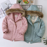 Baby Girl Denim Jacket Plus Velvet Warm clothing Toddler Hooded Coat Outwear   kids Winter Children clothes Thickened parka