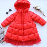 Baby Girl Jacket Winter Long Cotton Padded Toddle Teens Shiny Hooded Down Jacket Gauze Child Coat Thick Baby Clothes 3-14Y