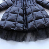 Baby Girl Jacket Winter Long Cotton Padded Toddle Teens Shiny Hooded Down Jacket Gauze Child Coat Thick Baby Clothes 3-14Y