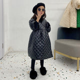 Baby Girl Korea Style Cotton Jacket Children Puff Sleeve Long Outerwear Kids Winter Loose Coats Trench 4-14Y WZ427