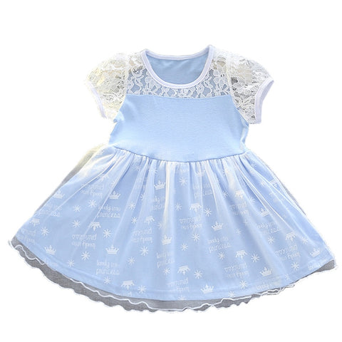 Baby Girls Bow-knot Design Dress Knee-Length Children Summer Style Fashion Short Sleeve Party Dress Kids Clothes