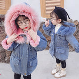 Baby Girls Dress Cotton Coat Thicken Jacket 2023 Winter Warm Fur Hooded Kids Top Wear Long Sleeve Jackets 1 2 3 4 5 Years