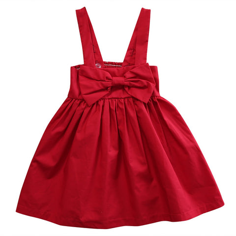 Baby Girls Dresses clothes Kid Summer Sleeveless Sundress Bowknot Short Mini Vest Red Yellow Dress Outfit