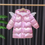 Baby Girls Jacket Winter Kids Coats Cute Wings Cotton Parka With Ear Hoodie Girl Clothes Infant Toddler Children's Clothing Warm
