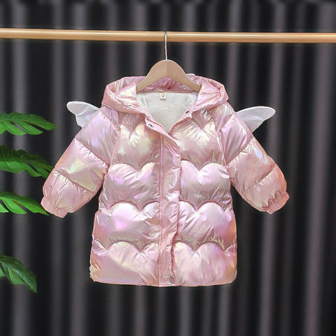 Baby Girls Jacket Winter Kids Coats Cute Wings Cotton Parka With Ear Hoodie Girl Clothes Infant Toddler Children's Clothing Warm