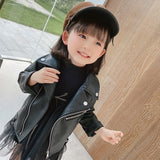 Baby Girls Leather Jacket Zipper Fly Coat For Girls Solid Color Childrens' Jacket Spring Autumn Kids Clothes Girl