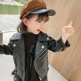 Baby Girls Leather Jacket Zipper Fly Coat For Girls Solid Color Childrens' Jacket Spring Autumn Kids Clothes Girl