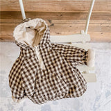 Baby Girls Plaid Print Hooded Cotton Clothes Children Thicked Long Sleeve Zipper Tops Autumn Winter Kids Warm Outwear