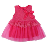 Baby Girls Princess Dress Sleeveless Lace Dress Crochet Kids With Bow Belt Party Gift Dresses