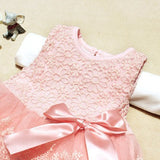 Baby Girls Sleeveless Lace Lances Princess Dress Kids With Bow Belt Dress Baby Clothes Brands 2018