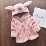 Baby Girls Winter Jackets   Autumn Kids Warm Hooded Outerwear With Rabbit Ear Long Sleeve Children Clothing