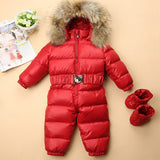 Baby Jumpsuit Down Jacket Newborn Baby Boys Toddler Girls Clothing White Duck Down 1-4 Years Thick Down Romper Winter Snowsuit