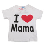 Baby Kids Unisex Boys and Girls Short Sleeve T-shirt I Love Mama & Papa Love Section Cotton Tops Tee Shirt