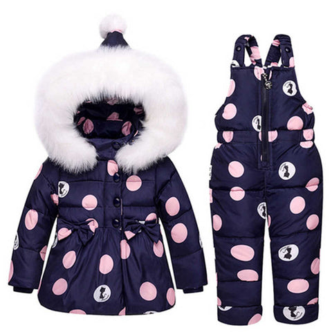Baby Snowsuit Children Clothing Set White Duck Down Jacket+Jumpsuit Sets Winter Suits for Girls Kids Ski Suit Winter Overalls