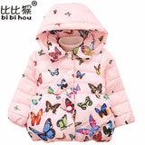 Baby Snowsuit girls down parkas coat outerwear Clothes Infant Girls Winter Warm Coat cartoon butterfly Jacket Children