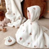 Baby Toddler Infant Girls Clothes Cute Fleece Fur Embroidery bear Winter Warm Coat Outerwear Cloak Jacket Kids Cute Coat Clothes