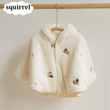 Baby Toddler Infant Girls Clothes Cute Fleece Fur Embroidery bear Winter Warm Coat Outerwear Cloak Jacket Kids Cute Coat Clothes