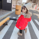 Baby Winter Girls Fur Hooded Cartoon Bear Coats Warm Clothes Children Kids Girl's Winterjas 2023 Jacket Parka 2 3 4 5 6 Years