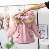 Baby Winter Girls Fur Hooded Trench Coats Warm Clothes Children Kids Girl's Winterjas 2023 Fleece Jacket Parka 2 3 4 5 6 7 Years