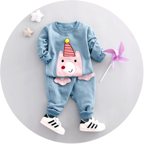Baby boys clothing set 2018 Spring New cotton material full sleeve bear with cap design high quality baby boy clothes A013