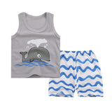 Baby boys clothing sets Baseball uniform baby girls clothes cartoon Blue whale Short sleeve infant cotton underwear (2pcs/set)