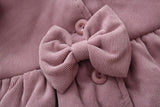 Baby & children's 0-3Y Winter Baby Girls Blends Outwear Solid Ruffles Long Sleeve Single Breasted Bow Fur Warm Clothes